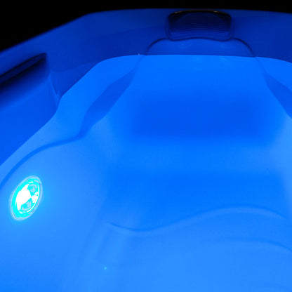 Iceland cold plunge tub water blue light night